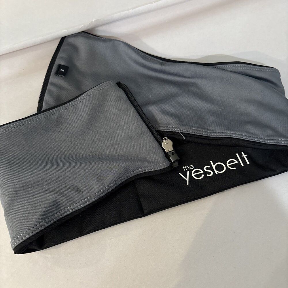 YesBelt Zipper Running Belt Waist Pack Fitness Black Gray Small Washable 28-32”